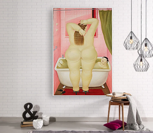 Fernando Botero/The Bathroom/Canvas Print/Art/Home Decor/New/Gift/Reproduction/.