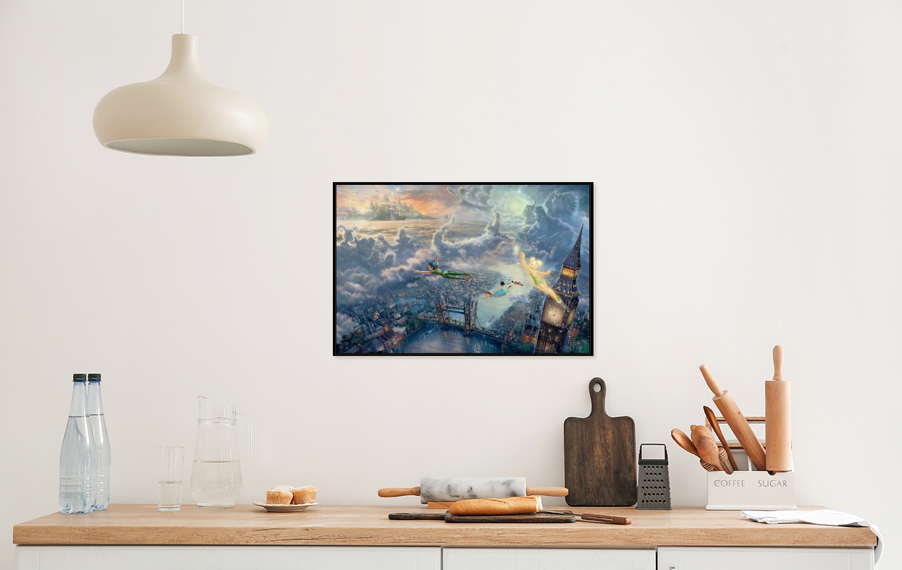 Thomas Kinkade/Tinker Bell And Peter Pan Fly To Neverland/Canvas Print/Art/Home Decor/New/Gift/Reproduction/.