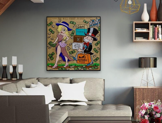 Alec Monopoly/Shopping Master/Mr.Monopoly and Blondie/Canvas Print/Art/Home Decor/New/Gift/Reproduction/.