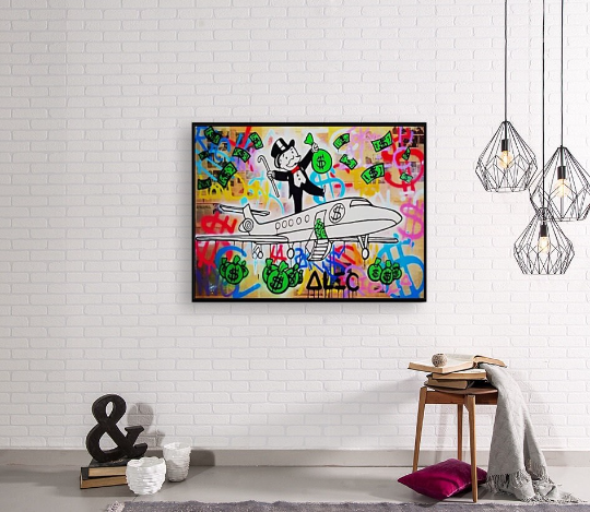 Alec Monopoly/Rich man's plane/PJ Fly/Canvas Print/Art/Home Decor/New/Gift/Reproduction/.