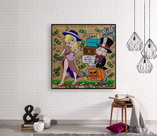 Alec Monopoly/Shopping Master/Mr.Monopoly and Blondie/Canvas Print/Art/Home Decor/New/Gift/Reproduction/.