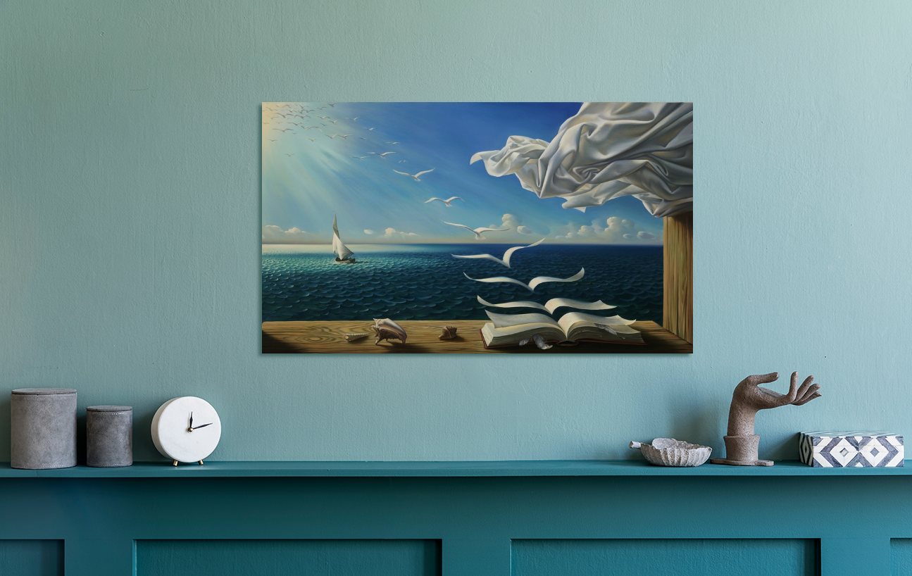 Rob Gonsalves/Sea Books Birds/Canvas Print/Art/Home Decor/New/Gift/Reproduction/