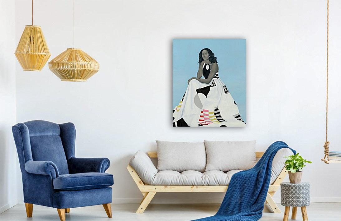 Amy Sherald Portrait of Michelle Obama Canvas Print/Art/Home Decor/New/Gift/Reproduction/