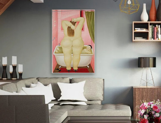 Fernando Botero/The Bathroom/Canvas Print/Art/Home Decor/New/Gift/Reproduction/.