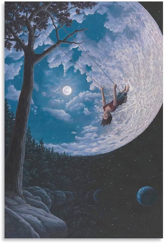 Rob Gonsalves/Over The Moon/Canvas Print/Art/Home Decor/New/Gift/Reproduction/