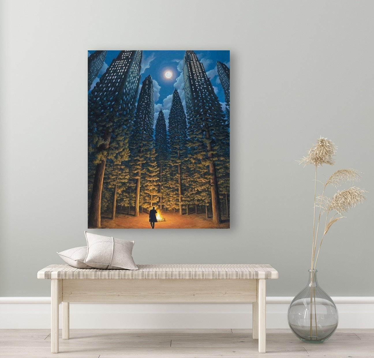 Rob Gonsalves/Arboreal Office/Nocturnal Skating/Canvas Print/Art/Home Decor/New/Gift/Reproduction/.