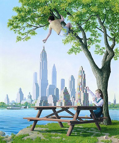 Rob Gonsalves/Table Top Towers/Canvas Print/Art/Home Decor/New/Gift/Reproduction/