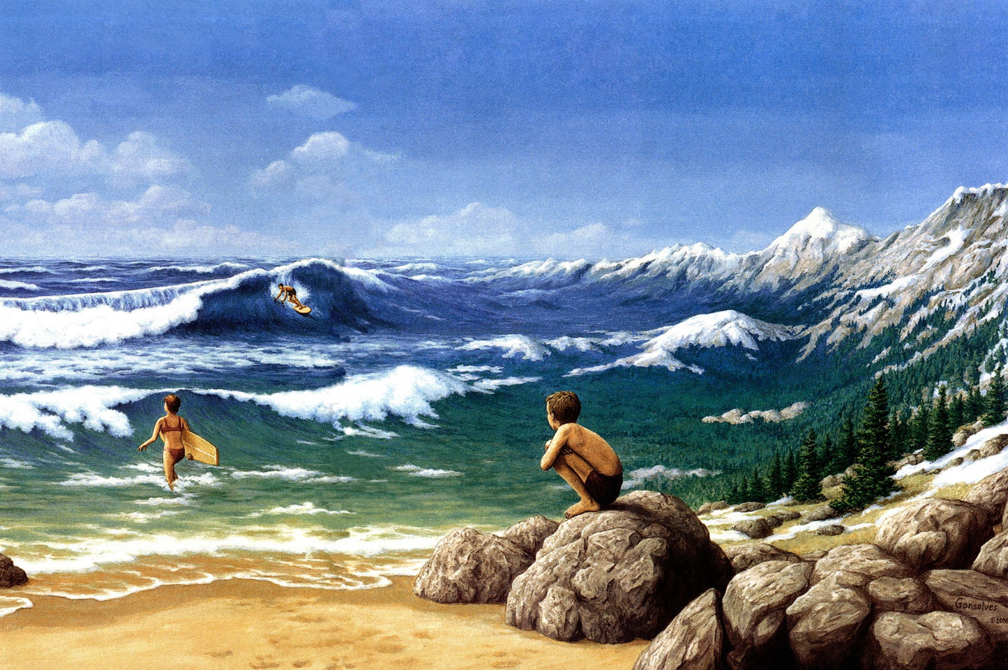 Rob Gonsalves/Aquatic Mountaineering/Canvas Print/Art/Home Decor/New/Gift/Reproduction/