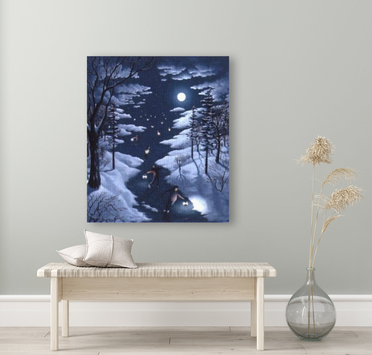 Rob Gonsalves/Nocturnal Skating/Canvas Print/Art/Home Decor/New/Gift/Reproduction/.