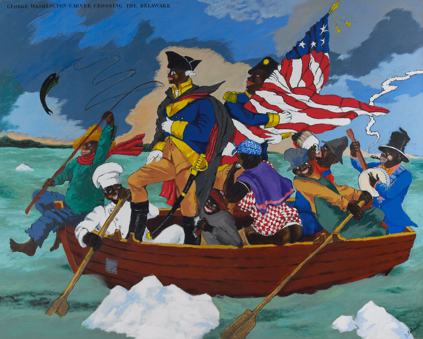 Robert Colescott/George Washington Carver Crossing the Delaware/Canvas Print/Art/Home Decor/New/Gift/Reproduction/.