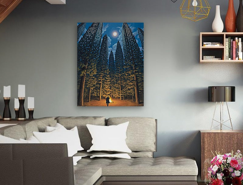 Rob Gonsalves/Arboreal Office/Nocturnal Skating/Canvas Print/Art/Home Decor/New/Gift/Reproduction/.