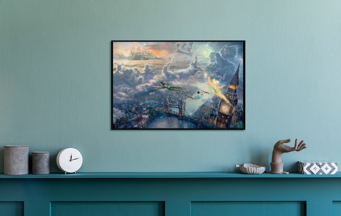 Thomas Kinkade/Tinker Bell And Peter Pan Fly To Neverland/Canvas Print/Art/Home Decor/New/Gift/Reproduction/.
