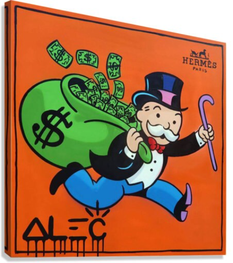 Alec Monopoly/Running with bag/Canvas Print/Art/Home