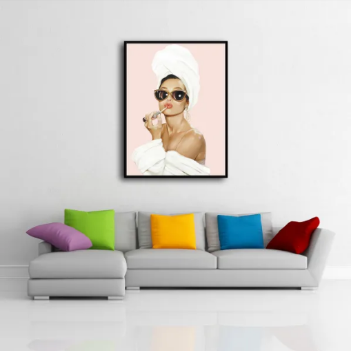 Audrey Hepburn/Fashion Audrey Hepburn Makeup Pretty Lips/Canvas Print/Art/Home Decor/New/Gift/Reproduction/.
