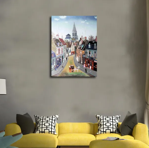 Michel Delacroix/FranceTraditional Village/Canvas Print/Art/Home Decor/New/Gift/Reproduction/.