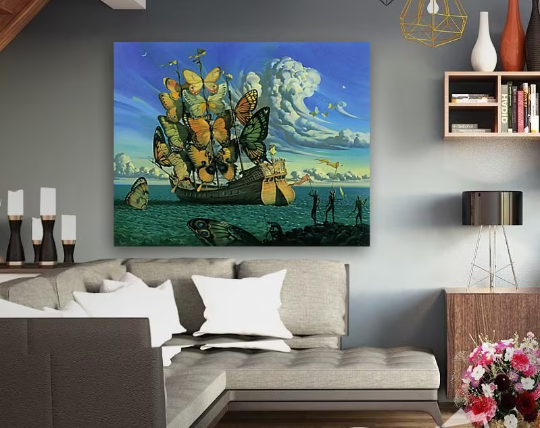 Salvador Dali /Ship with Butterfly Sails/Canvas Print/Art/Home Decor/New/Gift/Reproduction/.