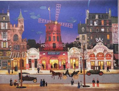 Michel DELACROIX/Paris In front of the Moulin Rouge/Canvas Print/Art/Home Decor/New/Gift/Reproduction/.
