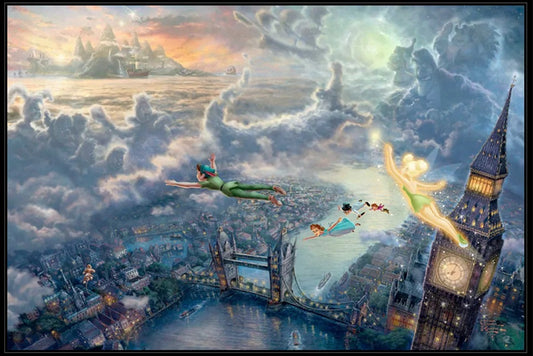 Thomas Kinkade/Tinker Bell And Peter Pan Fly To Neverland/Canvas Print/Art/Home Decor/New/Gift/Reproduction/.