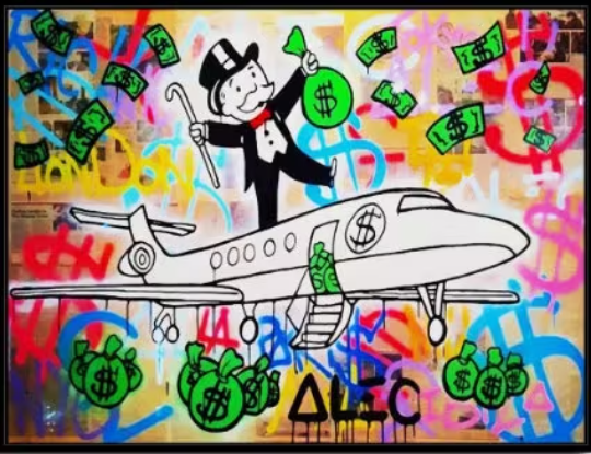 Alec Monopoly/Rich man's plane/PJ Fly/Canvas Print/Art/Home Decor/New/Gift/Reproduction/.