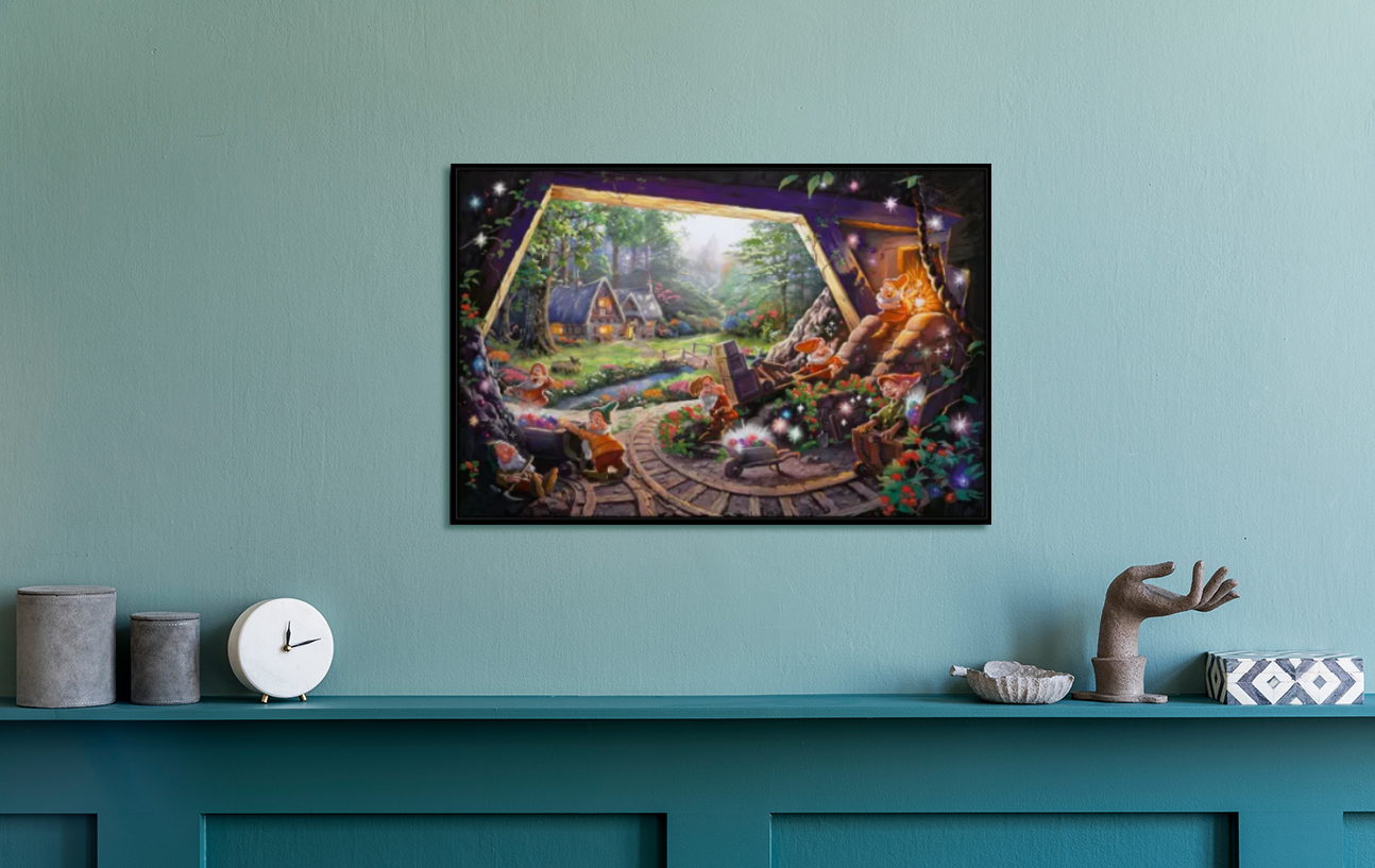 Thomas Kinkade/Snow White and seven dwarfs/Canvas Print/Art/Home Decor/New/Gift/Reproduction/.
