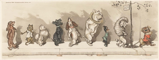 Boris O’Klein/Illustration/ Dirty Dogs of Paris/Canvas Print/Art/Home Decor/New/Gift/Reproduction/.