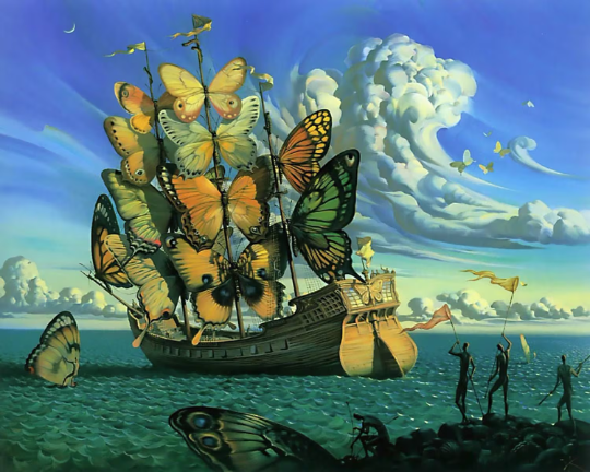 Salvador Dali /Ship with Butterfly Sails/Canvas Print/Art/Home Decor/New/Gift/Reproduction/.
